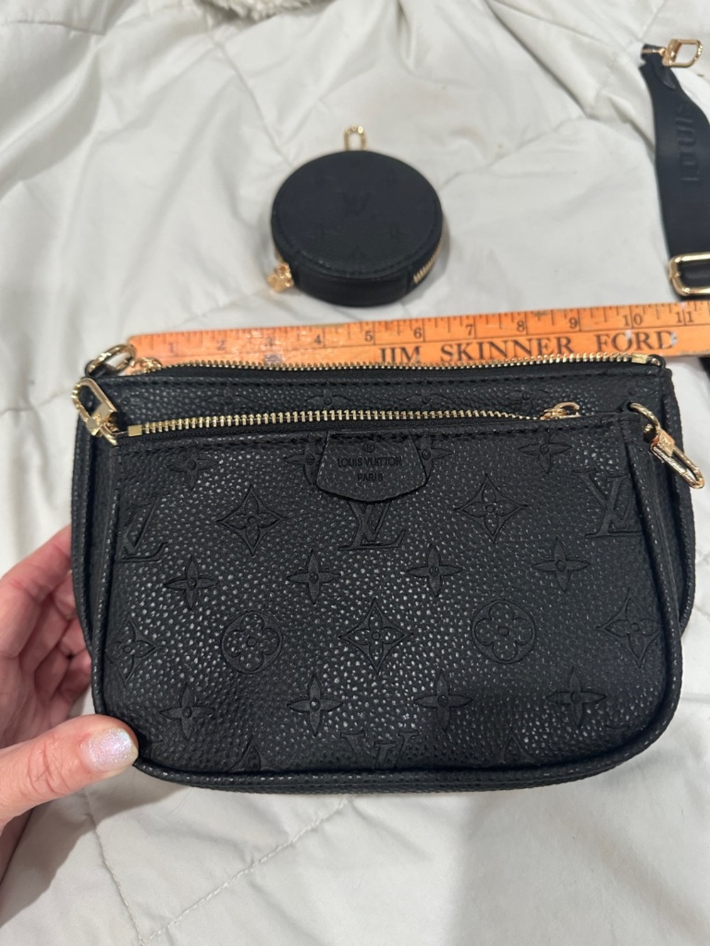 Louis Vuitton Black Monogram Empreinte Mini Pochette with Gold Hardware